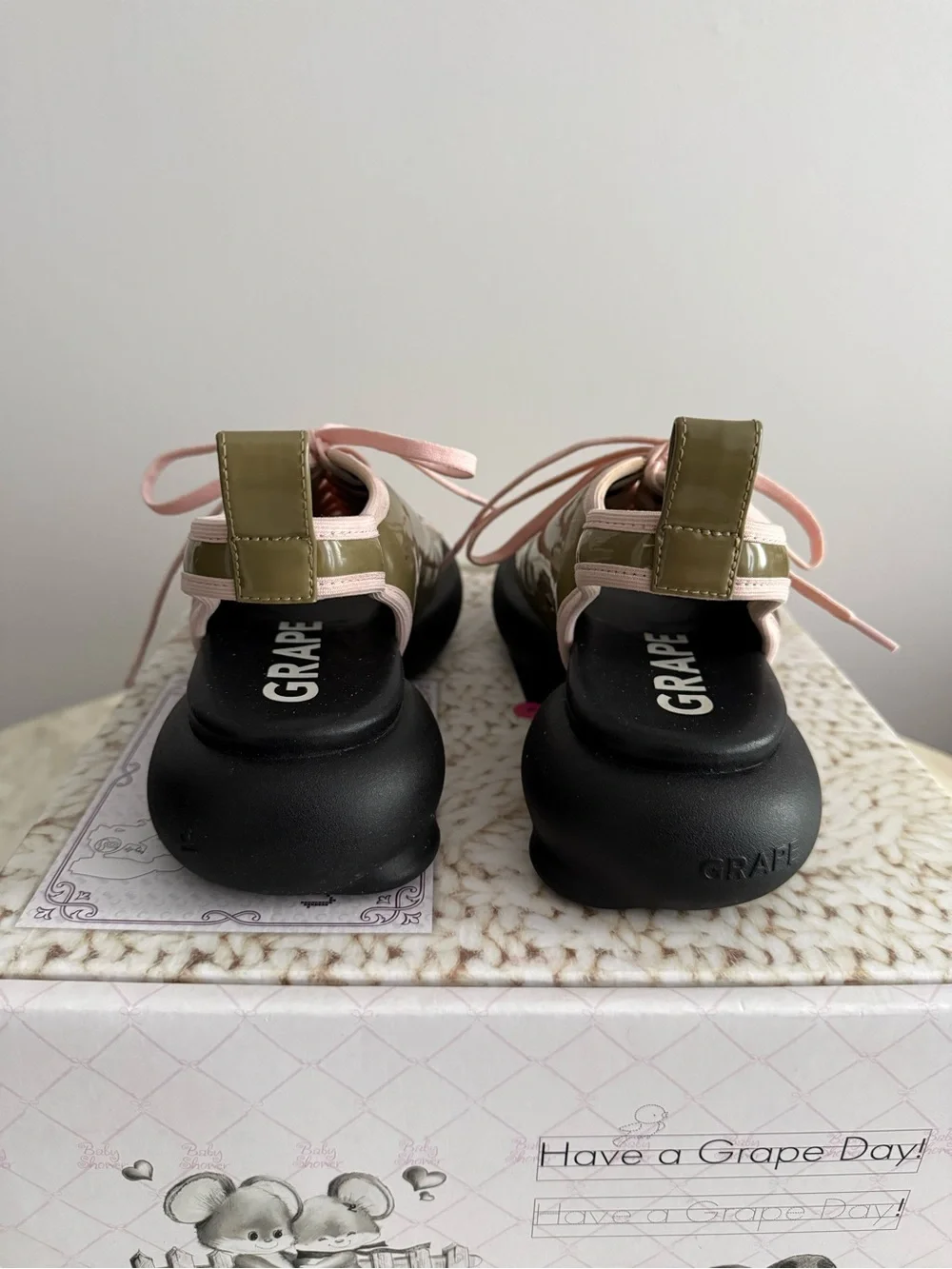 RARE Grape Multicolor Logo Lace-Up Chunky Leather/Rubber Sandals Size 5 or 35 EU